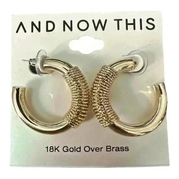 And Now This Gold Plated C Hoop Earrings - Picture 1 of 6